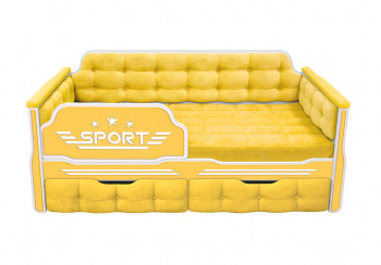 Кровать 180 серии Спорт 2 ящика 74 Жёлтый (мягкие боковые накладки) в Каменке - kamenka.mebel54.com | фото