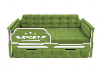 Кровать 190 серии Спорт 1 ящик 76 Зелёный (мягкие боковые накладки) в Каменке - kamenka.mebel54.com | фото