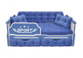 Кровать 190 серии Спорт 2 ящика 85 Синий (подушки) в Каменке - kamenka.mebel54.com | фото