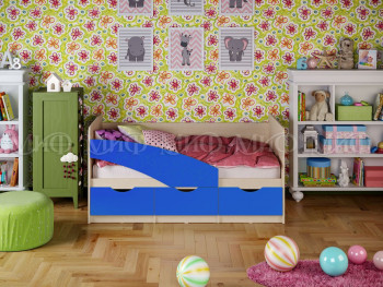 Кровать Бабочки 1,6м (Синий матовый) в Каменке - kamenka.mebel54.com | фото
