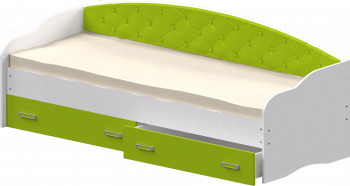 Кровать Софа-7 с мягкой спинкой (800х1900) Белый/Лайм в Каменке - kamenka.mebel54.com | фото