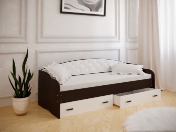 Кровать Софа-7 с мягкой спинкой (800х1900) Венге/ Белый в Каменке - kamenka.mebel54.com | фото