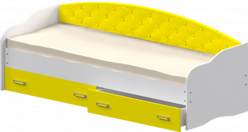 Кровать Софа-7 с мягкой спинкой (800х2000) Белый/Желтый в Каменке - kamenka.mebel54.com | фото
