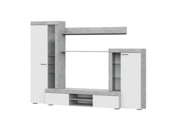 Мебель для гостиной МГС 5 Цемент светлый / Белый в Каменке - kamenka.mebel54.com | фото