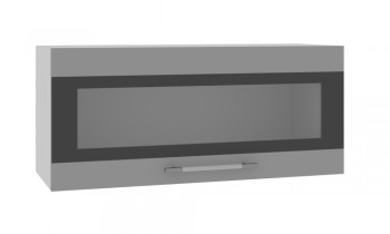 Норд ШВГС 800 Шкаф верхний горизонтальный со стеклом (Софт черный/корпус Белый) в Каменке - kamenka.mebel54.com | фото
