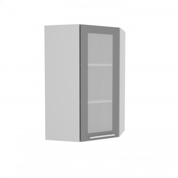 Норд ШВУС 600Н Шкаф верхний угловой (премьер) высокий (Софт черный/корпус Белый) в Каменке - kamenka.mebel54.com | фото