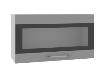 Ройс ВПГСФ 800 Шкаф верхний горизонтальный со стеклом с фотопечатью высокий (Графит софт/корпус Серый) в Каменке - kamenka.mebel54.com | фото