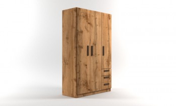 Шкаф 3-х створчатый с ящиками Шервуд (Дуб Вотан) в Каменке - kamenka.mebel54.com | фото
