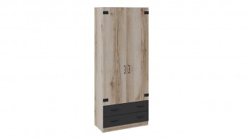 Шкаф для одежды комбинированный «Окланд» (Фон Черный/Дуб Делано) в Каменке - kamenka.mebel54.com | фото