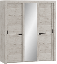 Шкаф трехдверный Соренто с раздвижными дверями Дуб бонифаций/Кофе структурный матовый в Каменке - kamenka.mebel54.com | фото