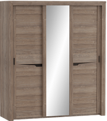 Шкаф трехдверный Соренто с раздвижными дверями Дуб стирлинг/Кофе структурный матовый в Каменке - kamenka.mebel54.com | фото