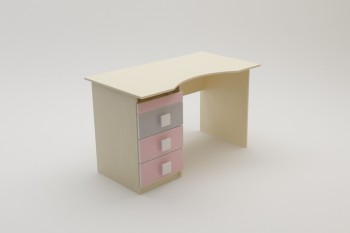 Стол (столешница с выемкой) Грэйси (Розовый/Серый/корпус Клен) в Каменке - kamenka.mebel54.com | фото